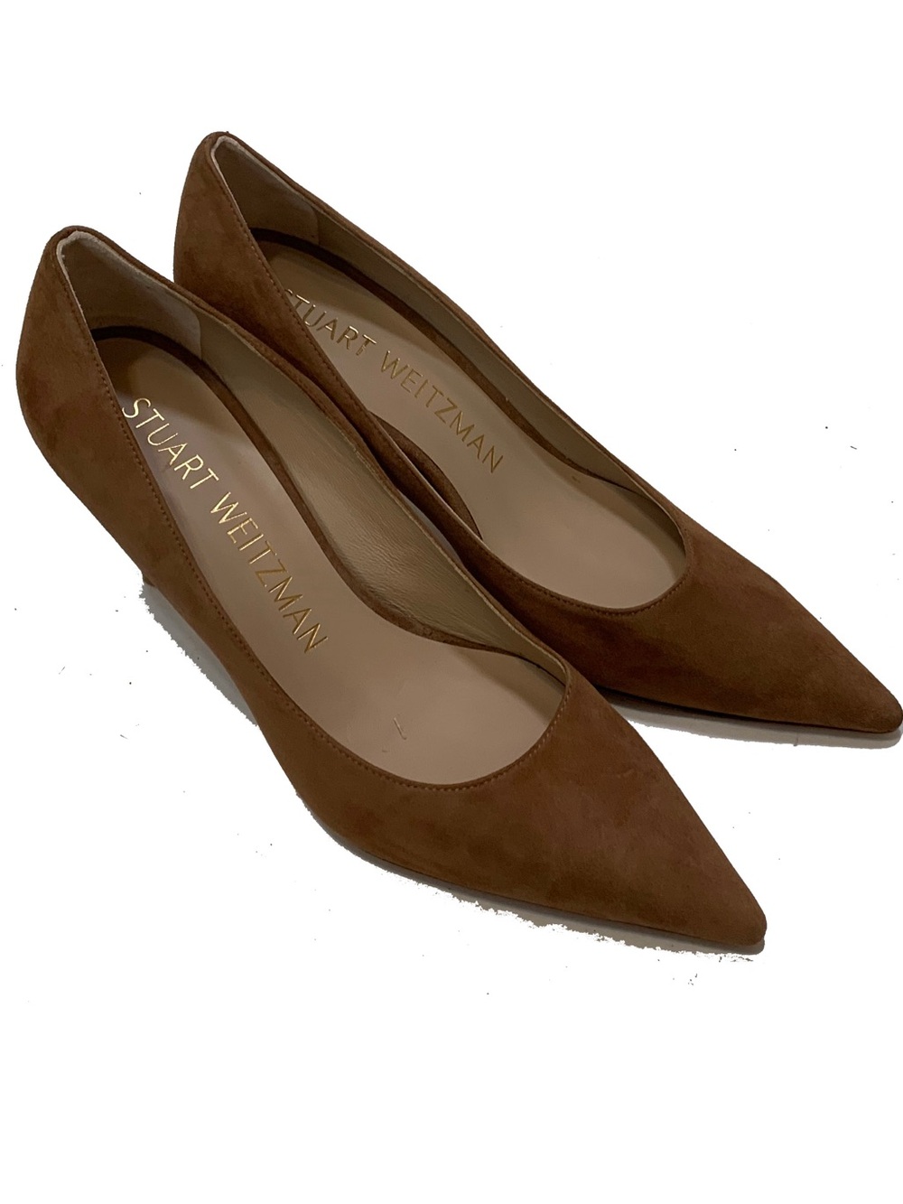 Stuart Weitzman Chestnut Suede Pointed-Toe Pumps